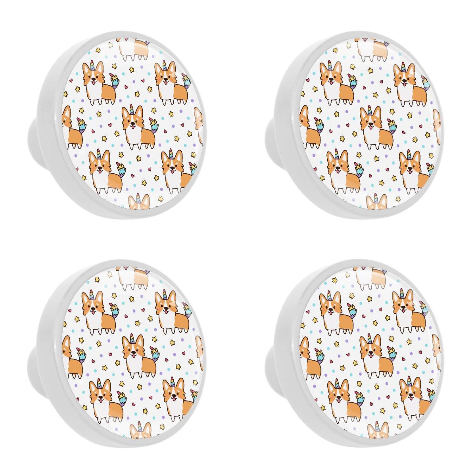 Ownta 4Pcs Kitchen Knob Round Welsh Unicorn Star Heart