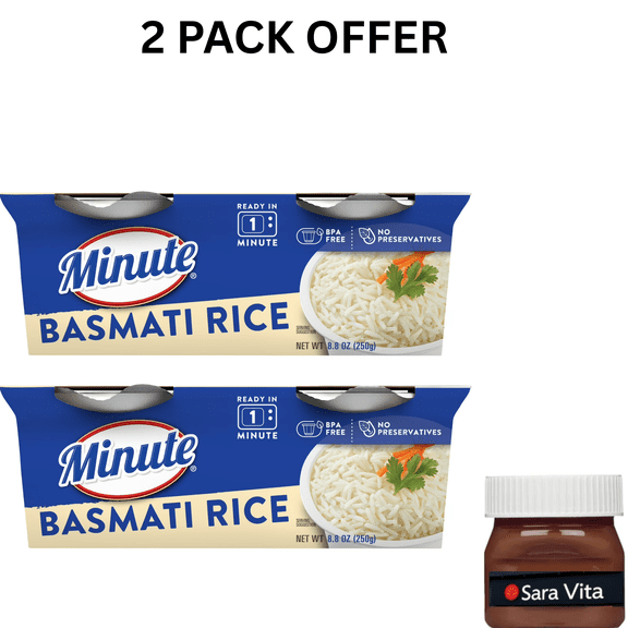 Minute Ready to Serve Basmati Rice, Quick and Easy Cups, Gluten Free, 8.8 oz, 2 Ct