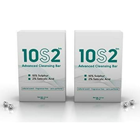 Salicylic Acid Body Spray 2 Pack - 10S2, 2% Salicylic Acid, 10% Sulfur Bar Soap, Anti-Fungal Antiseptic Facial Acne, Foot, Scalp & Body Soap, No Perfumes, No Fragrance, All Natural Scent ()