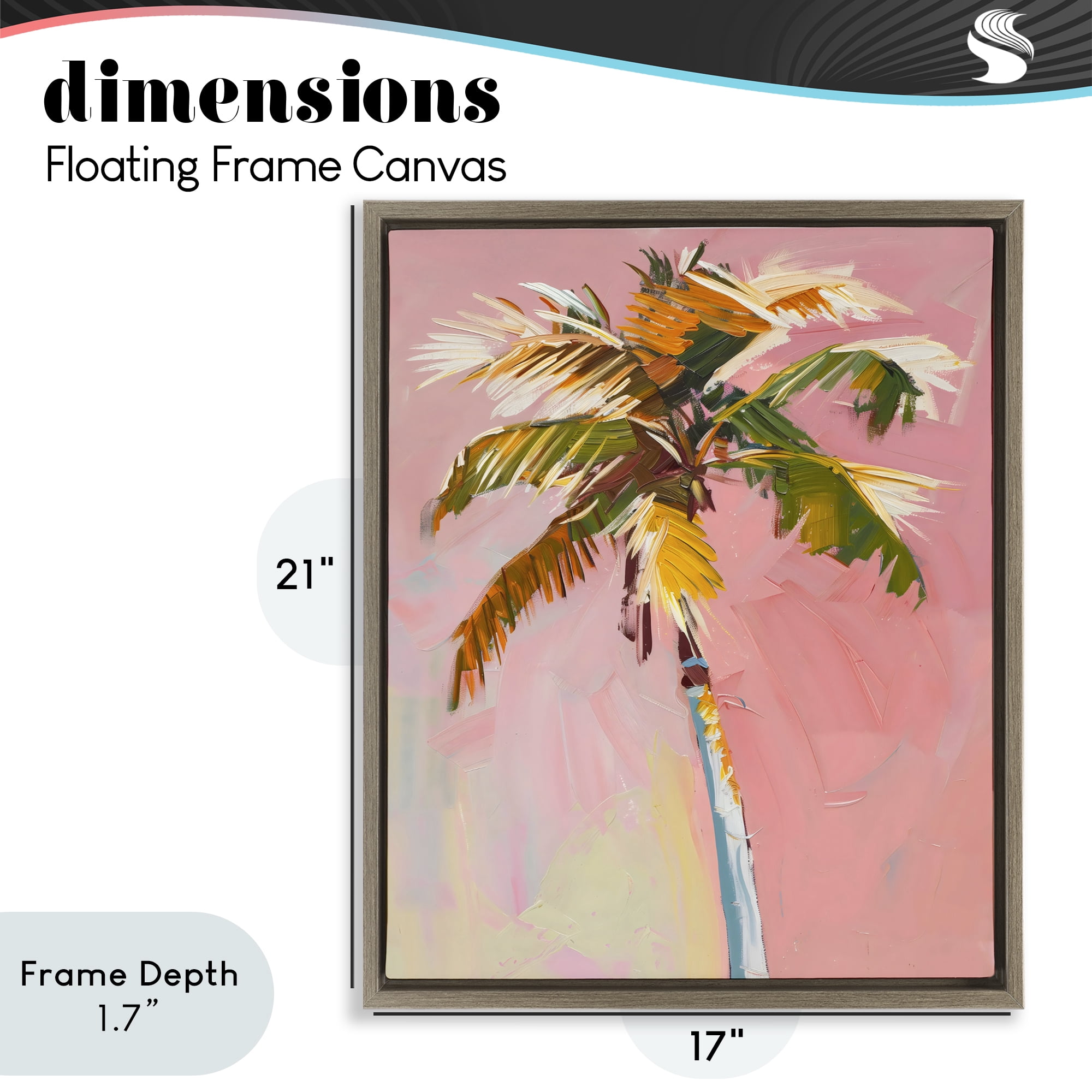 Stupell Industries Pink Palm Summer Oasis Brown Framed Floater Canvas Wall Art, design by The Prints Vibe