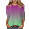 thumbnail image 1 of T-shirts pour Femmes Manches 3/4 Été Polyvalent Simple Imprimé Col Rond T-Shirts Femmes Rose Vif m, 1 of 4