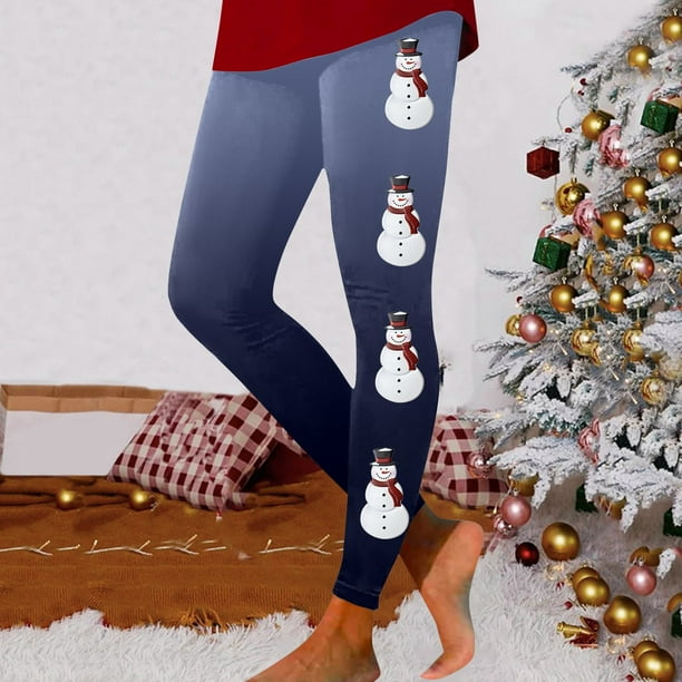 WILLBEST Leggings Elásticos con Estampado de Muñeco de Nieve Navideño para Mujer, Pantalones de Yoga para Hacer Ejercicio, Ropa Deportiva Cómoda Y Festiva para Vacaciones Grande