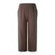 thumbnail image 4 of Gibobby pantalones termicos mujer Pantalones bombachos de algodón rectos de lino sueltos para mujer, pantalones anchos de verano, pantalones informales (Café, XL), 4 of 5
