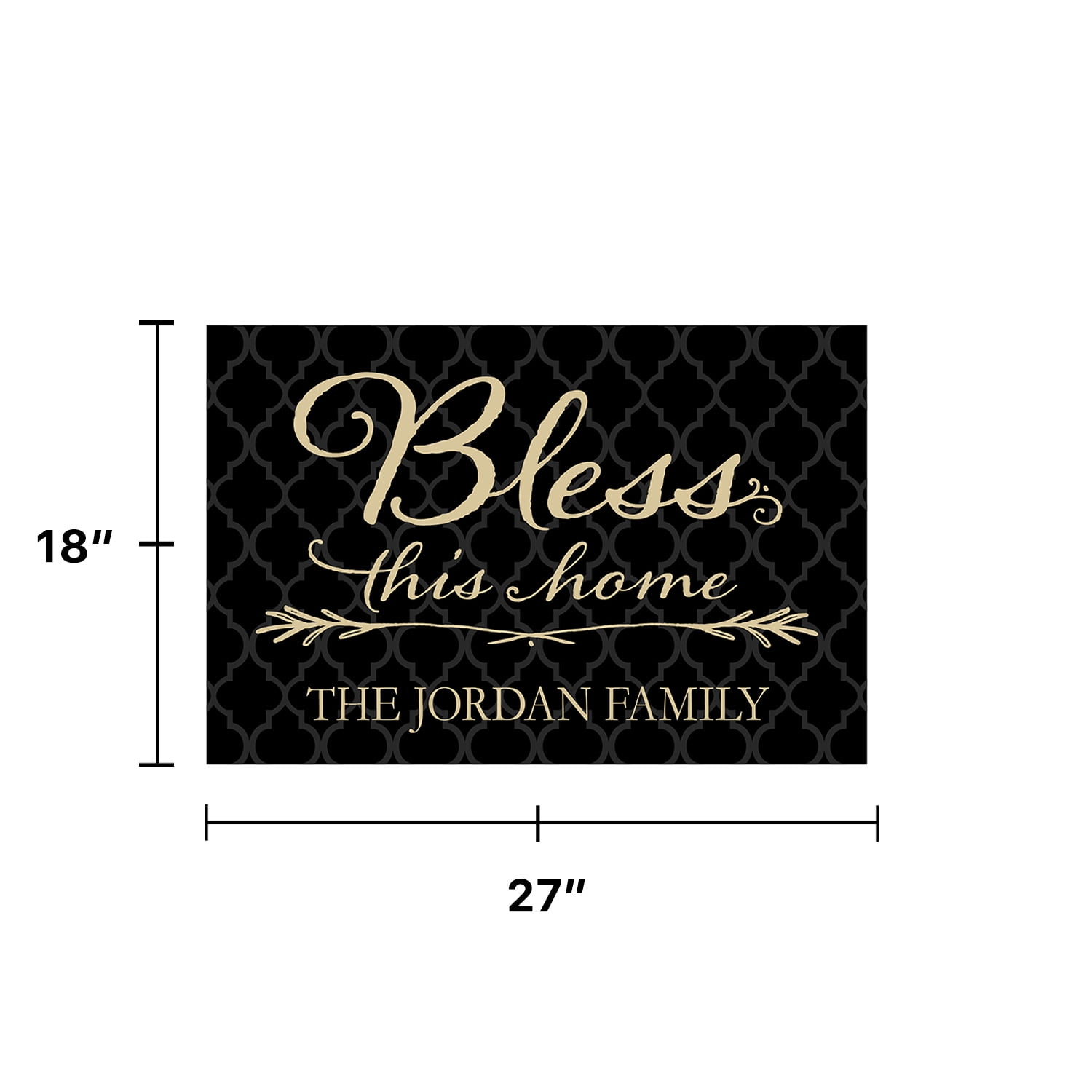 Personalized Planet 27x18 Bless This Home Personalized Doormat on Durable Indoor Outdoor 1/8" Thick Low Profile Mat with Non Slip Rubber Backing