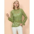thumbnail image 2 of Women's Long Bell Sleeve Sheer Floral Lace Blouse Tops, 2 of 5