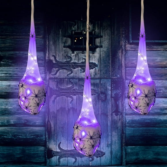 3.2ft Halloween Decoration Hanging Light Up Spider Egg Sacs 3 Packs, Gift For Halloween Party Favors Games, Sacks Props For Halloween
