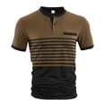 thumbnail image 7 of Akiihool Men's Short Sleeve T-Shirts Men's Fashion Hip Hop Color Block Stripe T Shirt Brown,M, 7 of 7