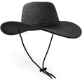 thumbnail image 2 of Sombrero de vaquero, fieltro de gamuza sintética Sombrero para el sol Sombrero de viaje occidental, sombrero de protección solar al aire libre (cordón negro), 2 of 3