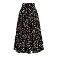 thumbnail image 3 of bbyeadc Long Skirts for Women Tiered Elastic High-Waist Long Skirt Comfy Drawstring Summer Vacation Skirt Trendy Pleated Bohemian Skirts Women Midi Length, Red M, 3 of 7