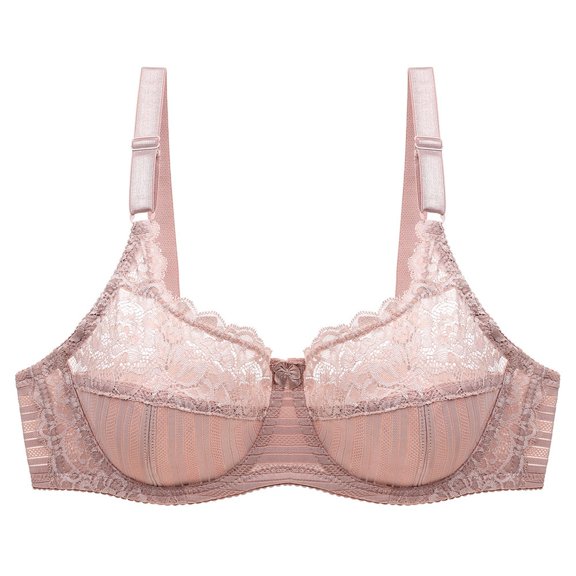 FYDUU Lace Bralettes For Women Sheer Push Up Bras Thin Plus Size Breathable Women's Bra Adjustable Bra Comfortable Soft Bras /Khaki