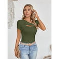 thumbnail image 6 of Womens Fashion Fall Clothes One Piece Cutout Tops short Sleeve Slim Fitted Shirts Tee Tshirts, 6 of 6