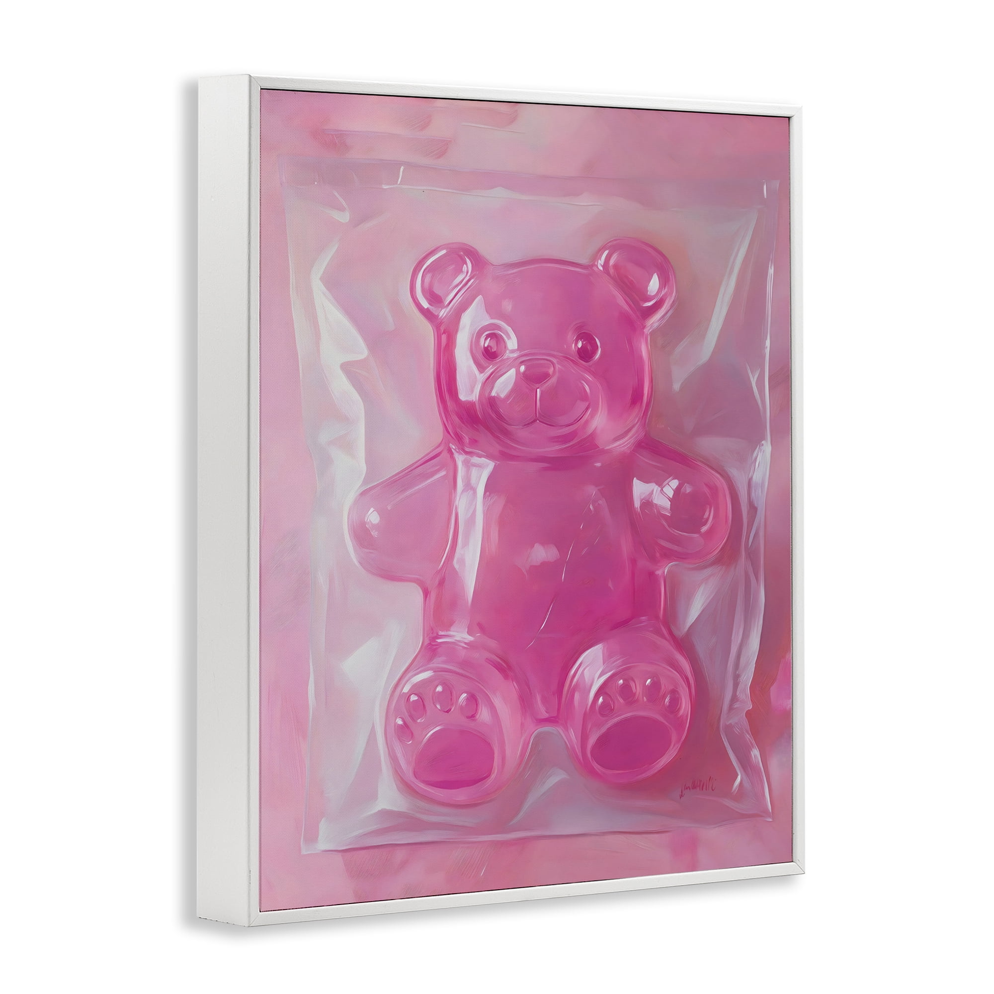 Stupell Industries Pink Gummy Candy Bear White Framed Giclee Art, design by The Prints Vibe