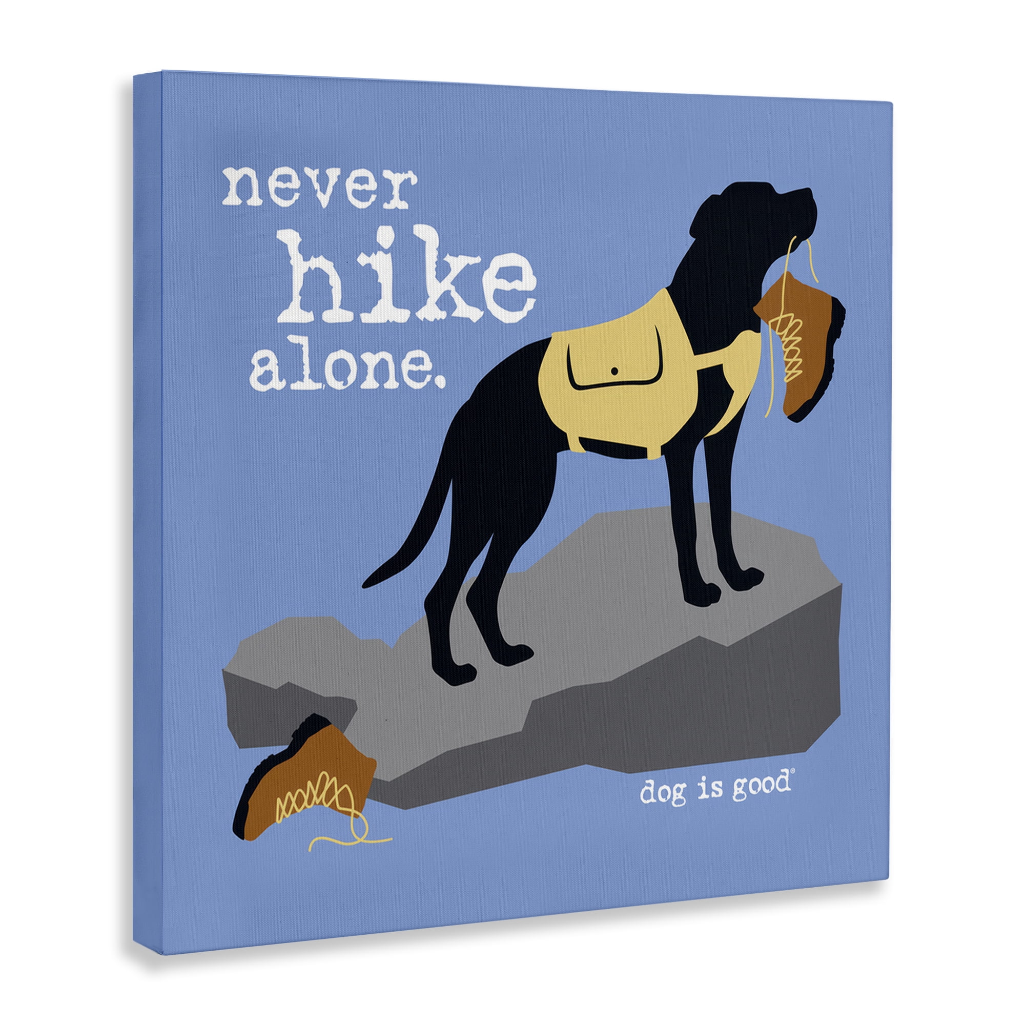 Stupell Industries Never Hike Alone Dog Animals Painting Wrapped Canvas Art Print Wall Art, 17 x 17