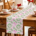 thumbnail image 3 of Tie Dye Abstract Table Runner, Ethnic Style Art Watercolor Pink Green Cotton Linen Kitchen Table Decoration Washable Dining Tabletop Runners for Home Party Decor 13x48 Inches, 3 of 9