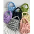 thumbnail image 6 of Women's Knit Clutch Bag Handmade Woven Polyeater Knit Satchel Purse Handbag Shoulder Solid Color Bag, 6 of 8