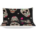 thumbnail image 3 of HAHDAXIA Skull Print Bedding Solid Comforter Set for All Seasons,3 Pieces(1 Comforter+2 Pillowcases),Soft Microfiber Bedding Set Full(79"x90"), 3 of 7