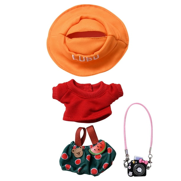 Conjunto de muñeca arcoíris Camiseta blanca + vaqueros Ropa para bebé Combinación de ropa para muñeca de tela Accesorios desmontables Conjunto de tres piezas Ropa para bebé de 10 cm