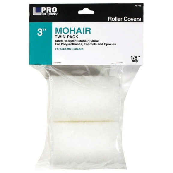 3" x 1/8" Nap Pro Solutions 45318 Mohair Roller Cover, 2-Pack