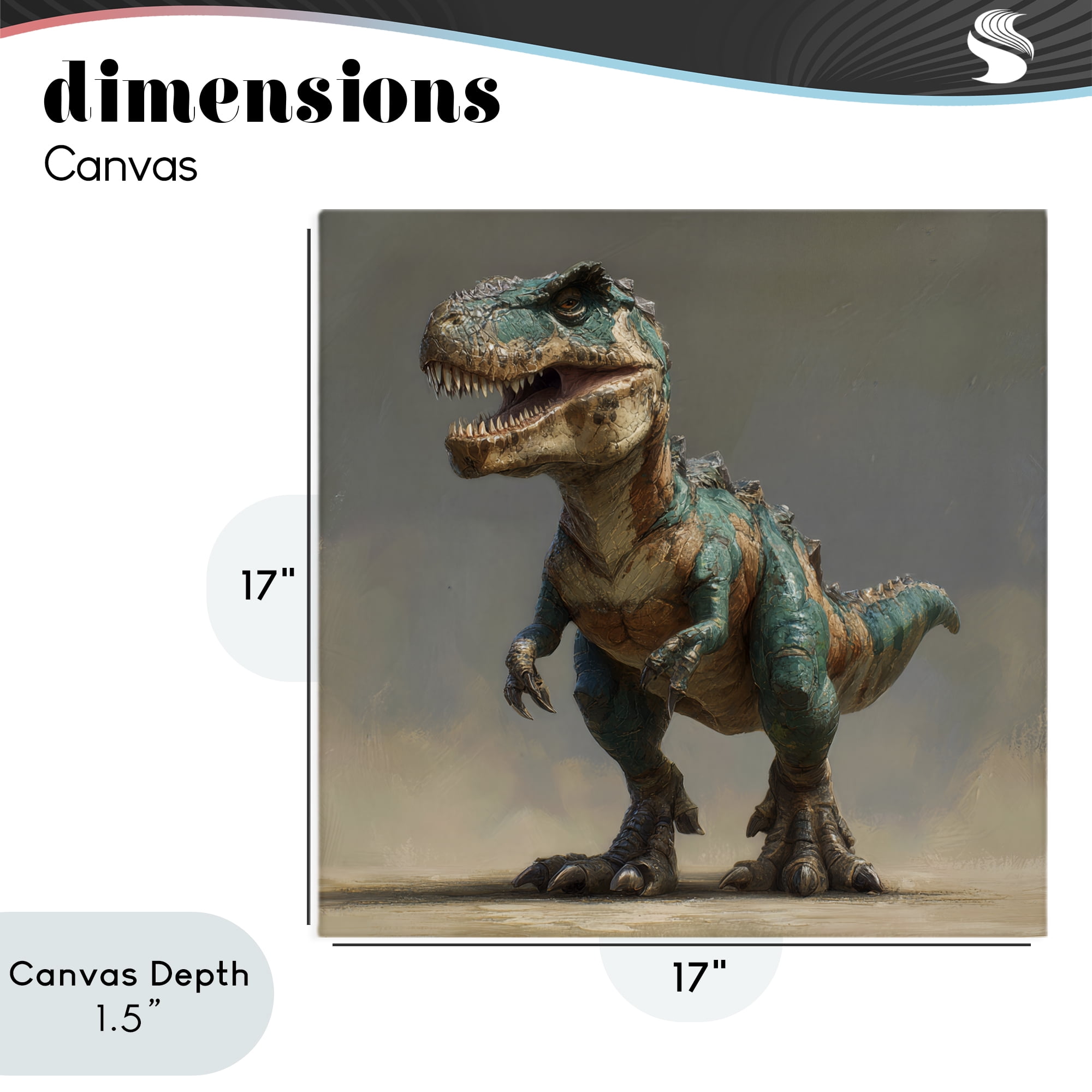 Stupell Industries Turquoise T-Rex Study Canvas Wall Art, design by Wumples