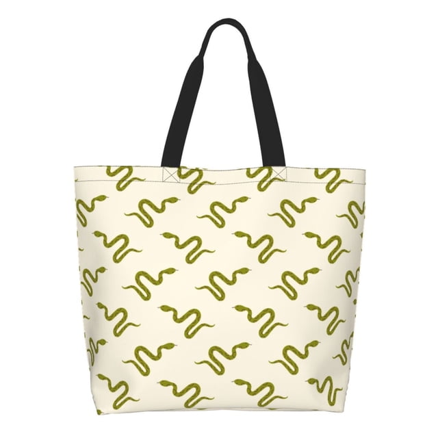 Balery Green Snake Bolsa Tote Estilo Estético con Cremalleras, Bolsa de Hombro, Bolsa de Compras Grande y Plegable
