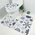 thumbnail image 2 of Blue Christmas Snowflake Pattern Bathroom Rugs Sets 3 Piece,Toilet Cover Set,Absorbent Non Slip Bathroom Mats Sets with U-Shaped Contour Rug Toilet Rug Set, 2 of 5