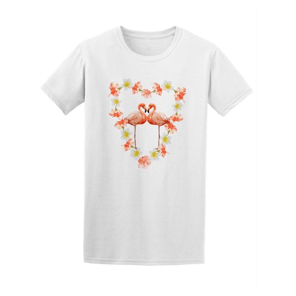 Two Flamingo In Heart Shape T-Shirt Women -Image by Shutterstock, Female Medium