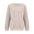 thumbnail image 4 of Women's Solid Color Crewneck Sweatshirt, Soft Long Sleeve Pullover Top with Lightweight Breathable Fabric, Comfortable Stretchy Casual Wear for Daily Loungewear and Streetwear Beige L, 4 of 5