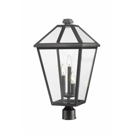 3 Light Outdoor Post Mount Lantern in Traditional Style 12.25 inches Wide By 24.25 inches High-Black Finish Bailey Street Home 372-Bel-4314877