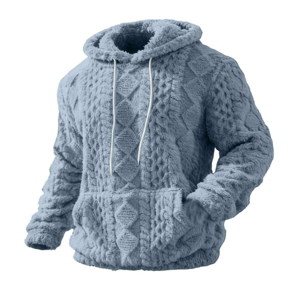 cfhntfmh Sherpa Hoodies for Men Fleece Cable Knit Hoodies Fall Winter Warm Hoodie Oversized Sweatshirts Outwear