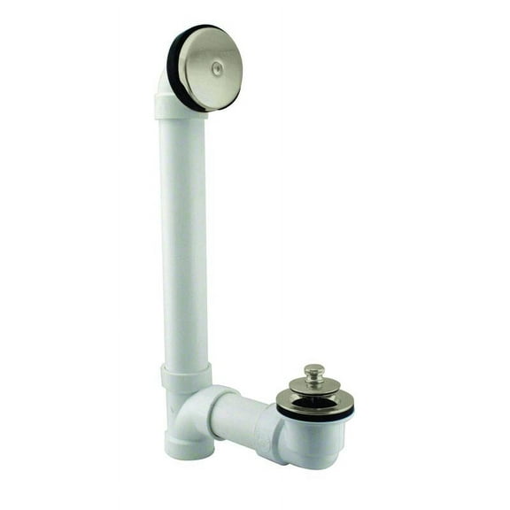 Westbrass 12" Sch. 40 PVC Bath Waste Assembly with One-Hole Overflow and Twist & Close Drain, Satin Nickel