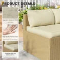 thumbnail image 5 of UDPATIO 5-Piece Patio Furniture Set,Outdoor Patio Furniture Set All-Weather Rattan Wicker Patio Conversation Set with Ottoman, Cushions & Glass Table for Garden & Backyard, Cream White, 5 of 9