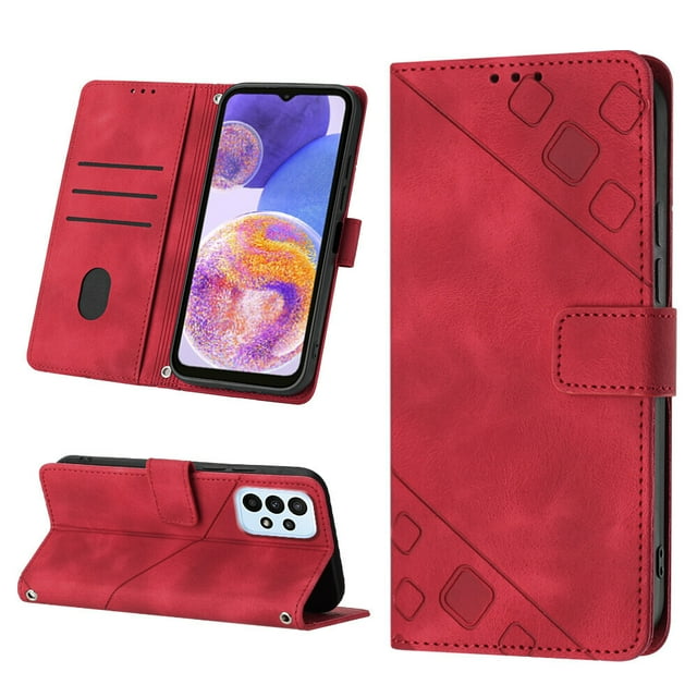 Compatible with Samsung Galaxy M13 4G Classic Embossed PU Leather Case with Card Holder Shockproof Cover