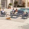 thumbnail image 4 of SERWALL 6-Piece Outdoor Patio Conversation Set, HDPE Modular Sofa Set for Porch, Deck & Backyard, All-Weather Patio Furniture, Gray Frame with Gray Cushions, 4 of 7