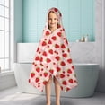 thumbnail image 6 of Red Strawberry Plants Fruit Dot Pink Pattern Hooded Bath Towel，50"x30" for Ages 3 To 12 Kids, Quick Dry Lightweight Soft Microfiber Hood Beach Towel Cover Up for Kids, 6 of 7