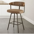 thumbnail image 5 of Amisco Quinton 26 In. Counter Stool - Tan Faux Leather / Dark Brown Metal / Light Brown Wood, 5 of 10