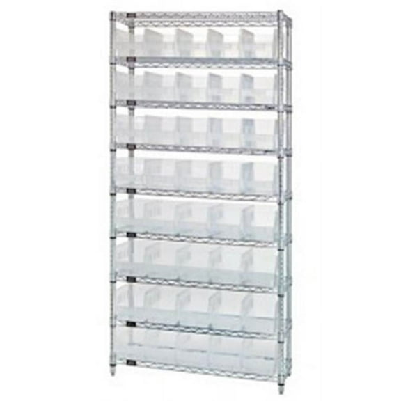 Clear Plastic Storage Bin Wire Shelving Units - 24 x 36 x 74 in.