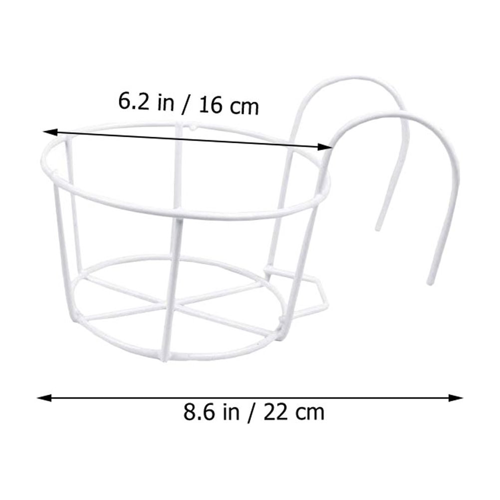 IBASETOY 4Pcs White Hanging Planter Basket Iron Wire Holder for Balcony Railing Outdoor Use