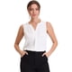thumbnail image 2 of Blusa sin mangas con cuello en V para camisas de trabajo de oficina de gasa para mujer blanco L, 2 of 2