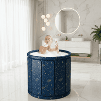 HDUTNGISN 27"Planet Blue Foldable Bathtub,Portable for Adults,Ideal for Camping & Home Use