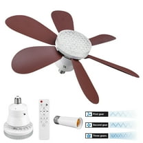 CARRFA 20.5" Ceiling Fans with Lights and Remote Control, Modern Ceiling Fan Light with 6 Square Reversible Blades, 3 Colors Dimmable Ring Lights, for Kitchen Bedroom Dining Room, Brown