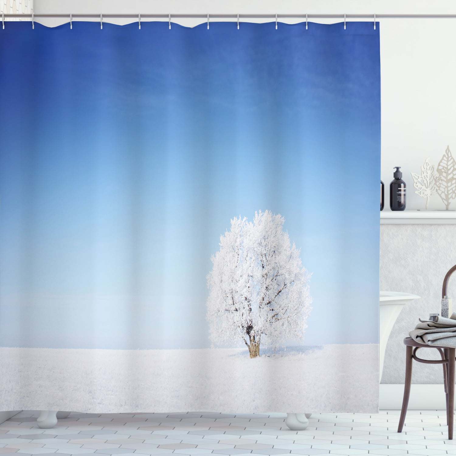 Details about   Winter Shower Curtain Lonely Tree Rural Land Print for Bathroom 