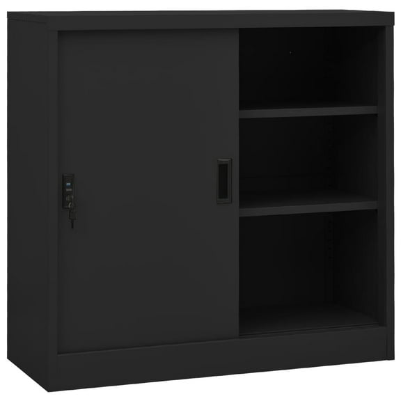 vidaXL Office Cabinet with Sliding Door Anthracite 35.4"x15.7"x35.4" Steel