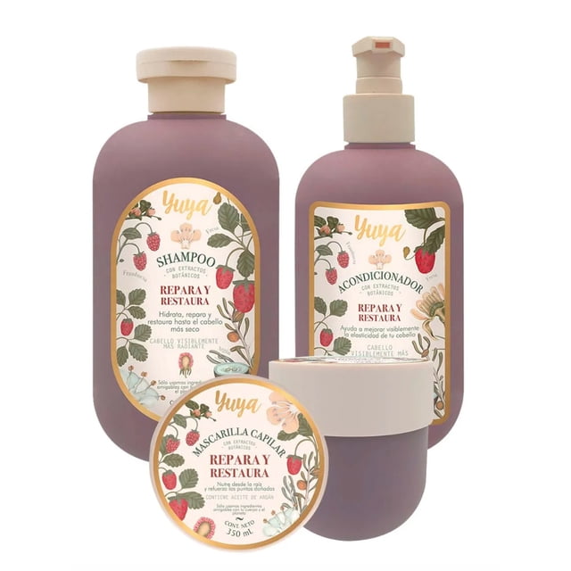 Yuya Kit 3 Piezas Shampoo+mascarilla+acondicionador Repara Y Restaura Frambuesa