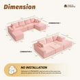 thumbnail image 6 of BIGSYY 138" Boneless Couch with Deep Seat, Modular Sectional Sofa, Cloud Sectional Couch for Living Room, No Assembly Required, Corduroy, U-Shape 4 Seater Right, Pink, 6 of 10