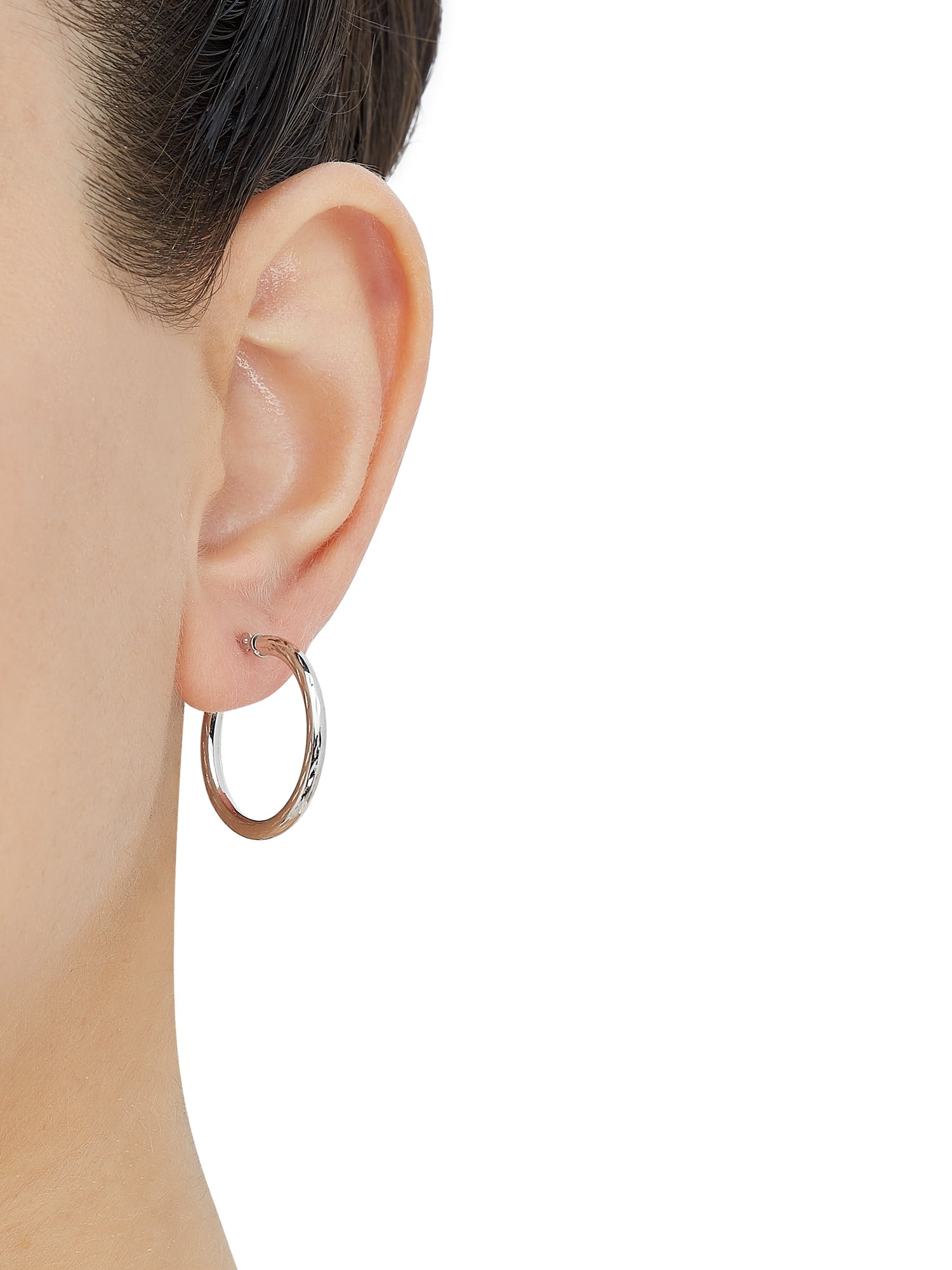Brilliance Fine Jewelry 10K White Gold 2.3MMx23MM Hollow Round Hollow Hoops Earrings