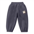 thumbnail image 2 of fnnxnal Kids Boys Gray Cotton Fleece Lined Pants - Warm Casual Loose Fit with Elastic Waist/Cuffs for Cold Weather, 3-10 Years, 1pc,Size 10 T, 2 of 5