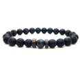 thumbnail image 3 of Personality Men's Black Volcanic Stone Bracelet, 3 of 5
