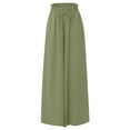 thumbnail image 5 of Women's Wide Leg Skirt Pants, High Waist Elastic Band, Casual Long Palazzo Trousers, Comfortable Fashion Bottoms for Women, Perfect for Office,Army Green,L, 5 of 6