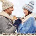thumbnail image 2 of Guantes de invierno sin dedos para mujeres y hombres, guantes de medio dedo para adultos para clima frío para conducir 969, 2 of 6