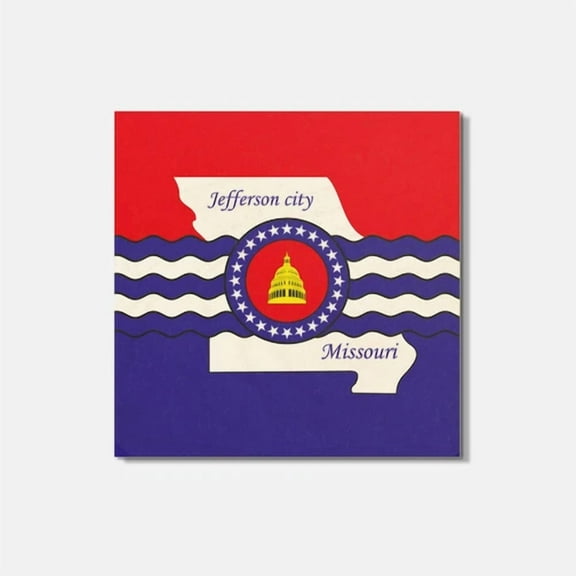 Jefferson City Coat Of Arms 4'' X 4'' Square Wooden Coaster